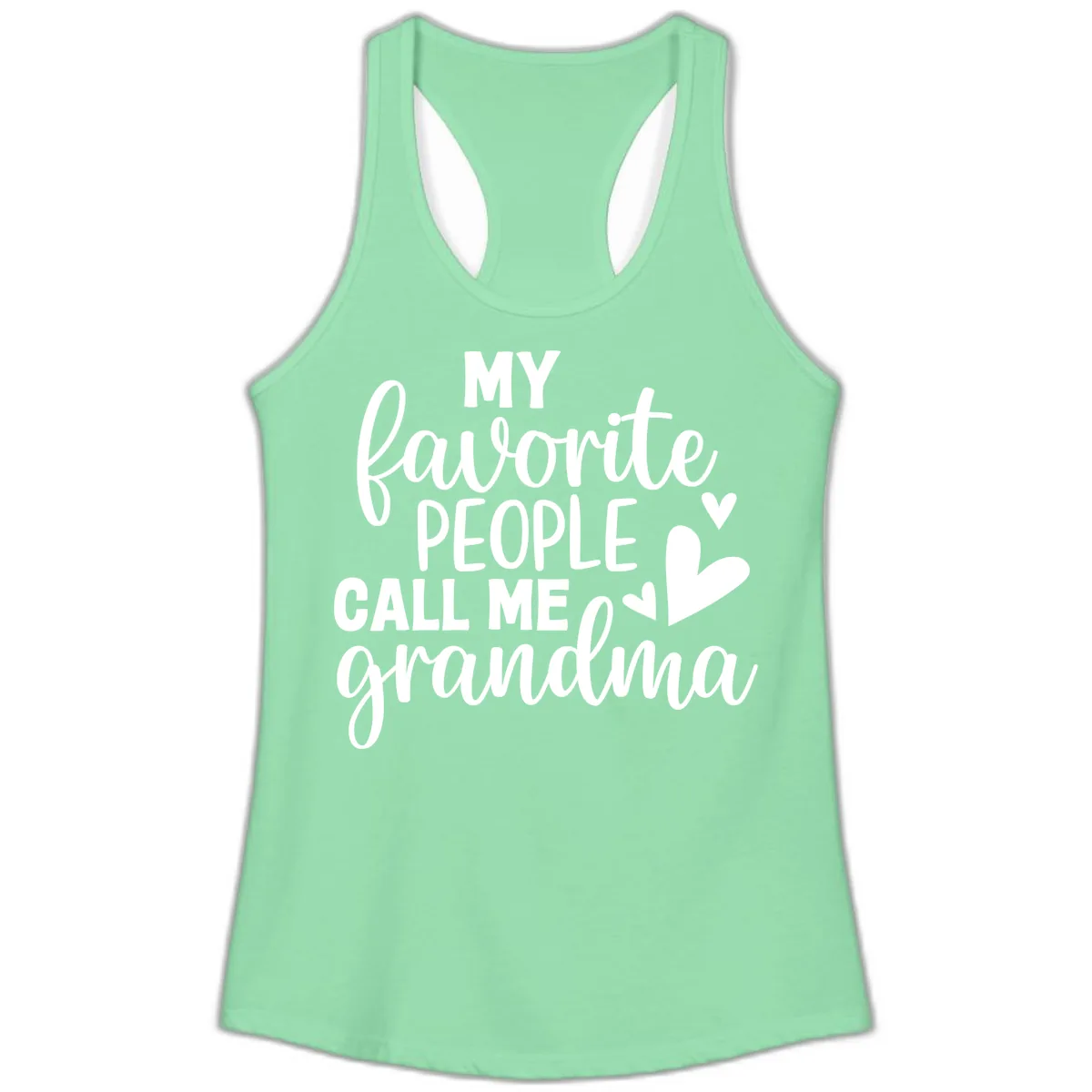My Favorite People Call Me Grandma Ladies Tank in Solid Mint