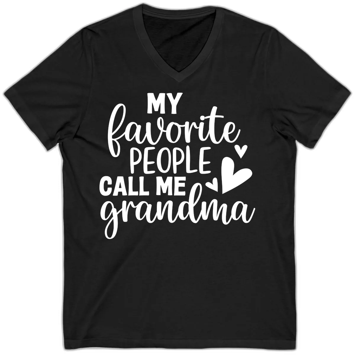 My Favorite People Call Me Grandma V-Neck in Black