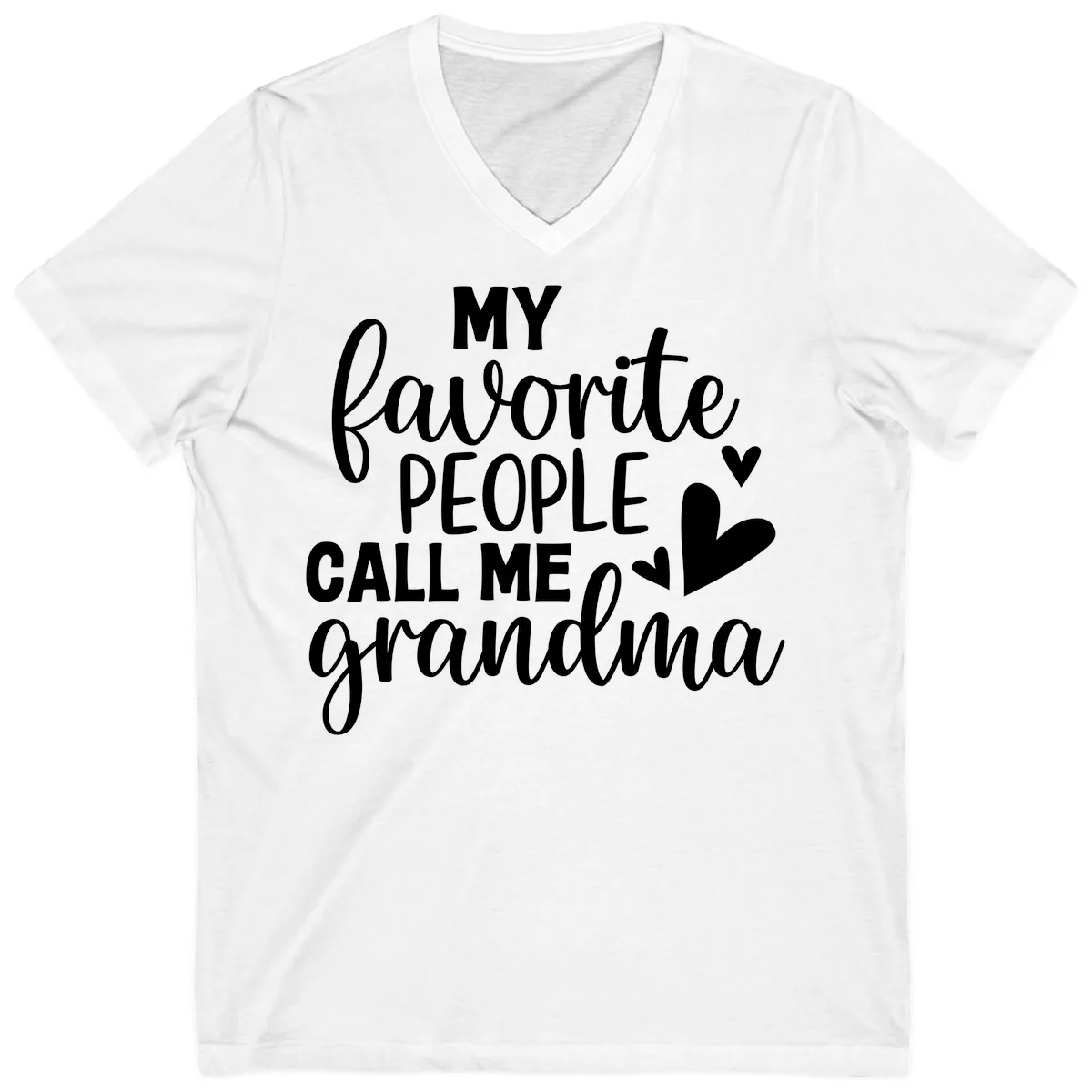 My Favorite People Call Me Grandma V-Neck in White