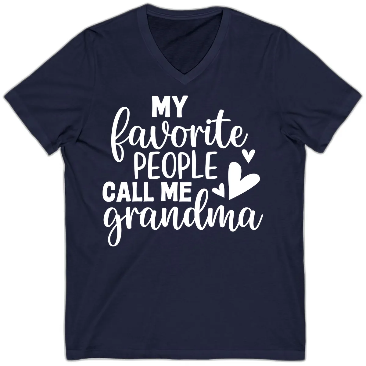 My Favorite People Call Me Grandma V-Neck in Navy