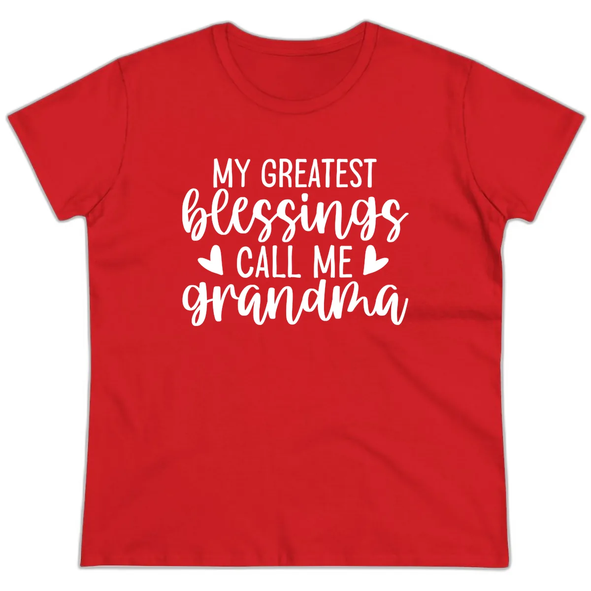 My Greatest Blessings Call Me Grandma Ladies Tee in Red