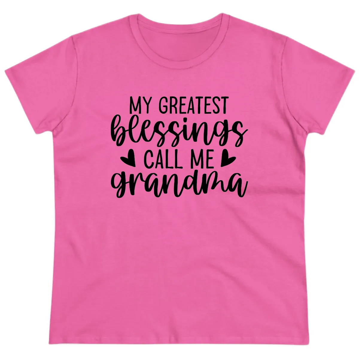 My Greatest Blessings Call Me Grandma Ladies Tee in Azalea