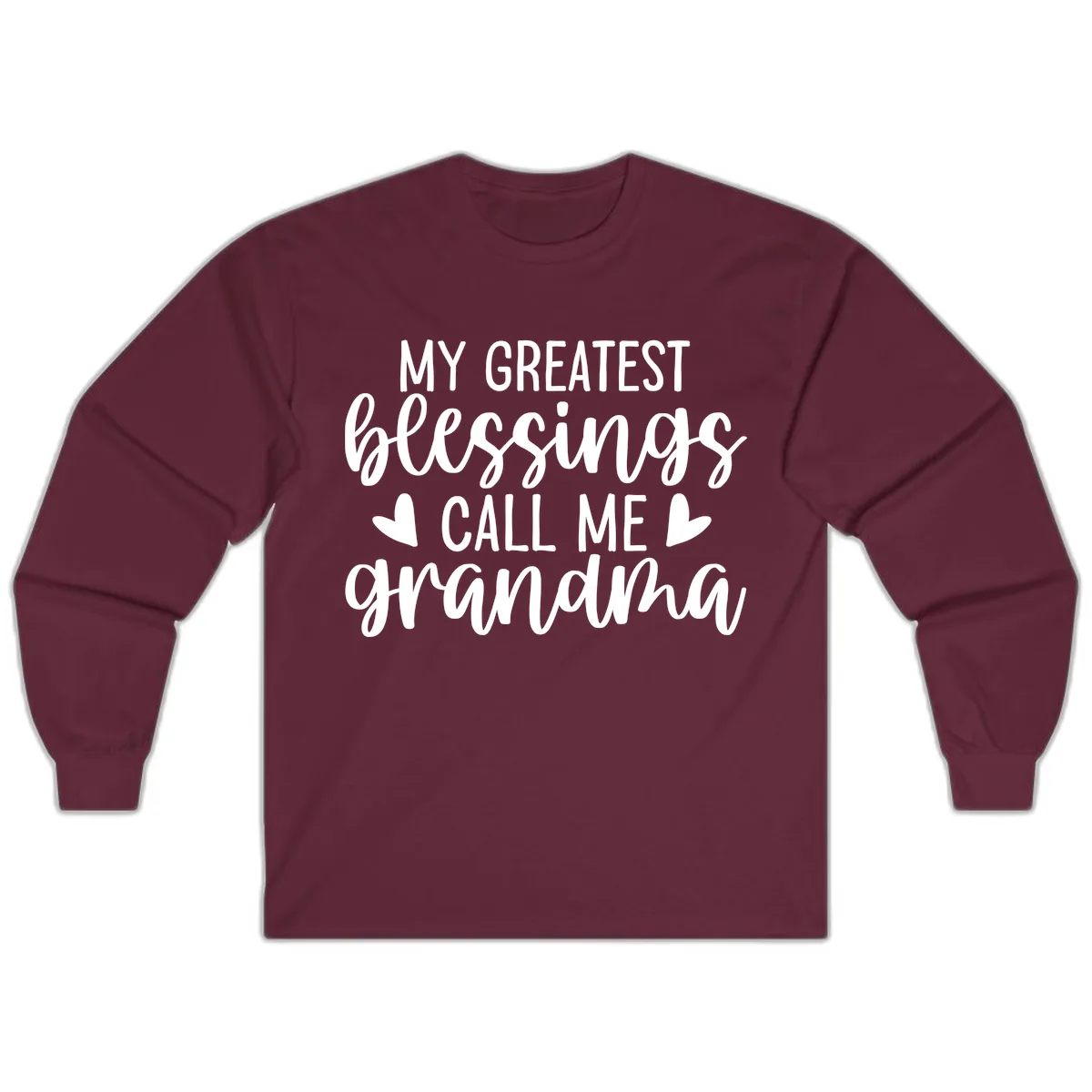 My Greatest Blessings Call Me Grandma Long Sleeve in Maroon