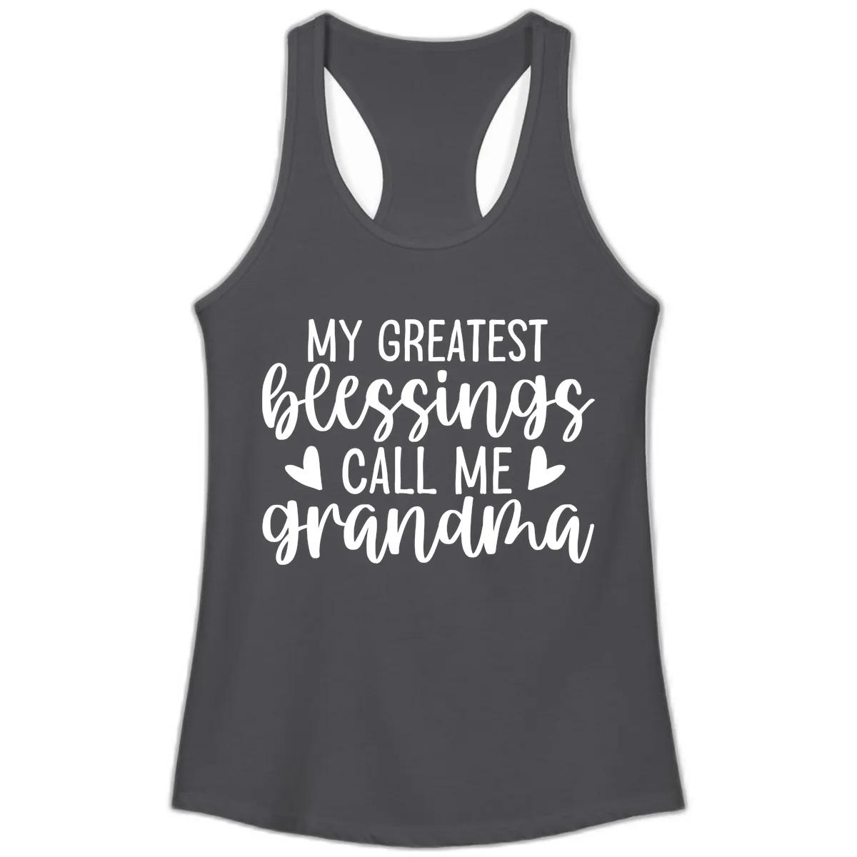 My Greatest Blessings Call Me Grandma Ladies Tank in Solid Dark Gray