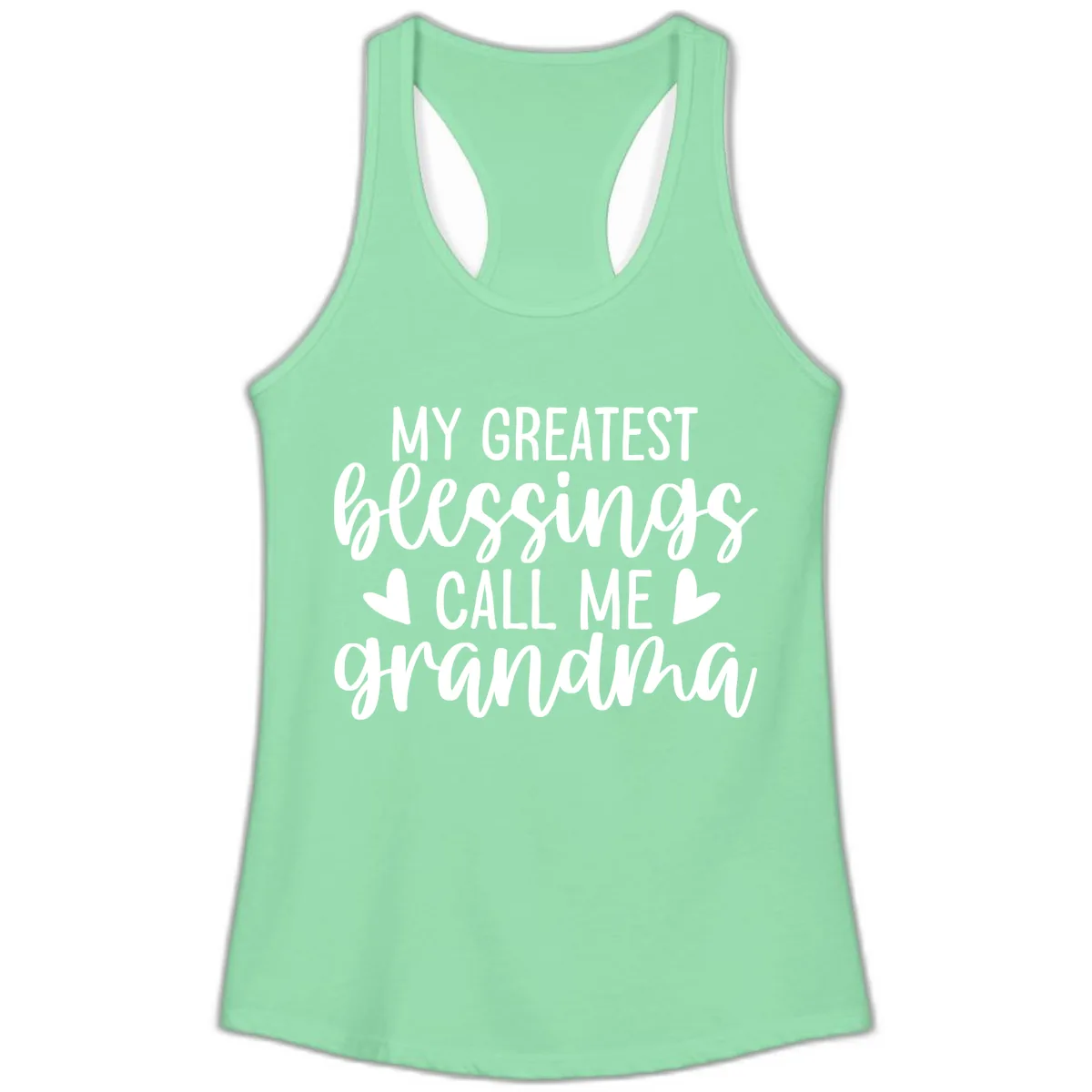 My Greatest Blessings Call Me Grandma Ladies Tank in Solid Mint