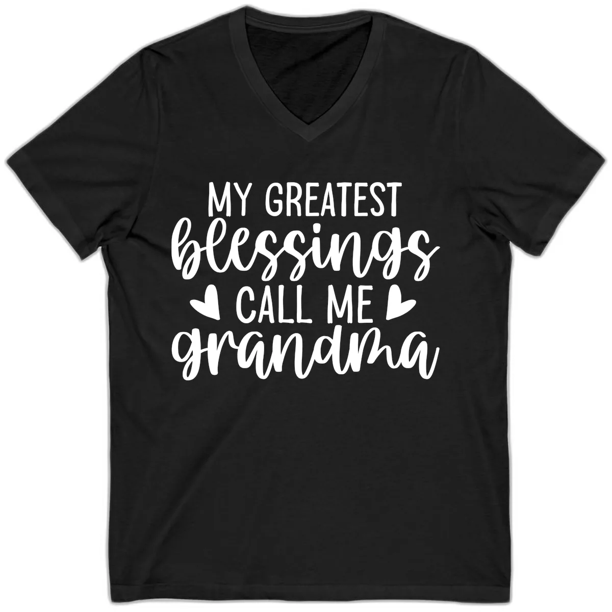 My Greatest Blessings Call Me Grandma V-Neck in Black