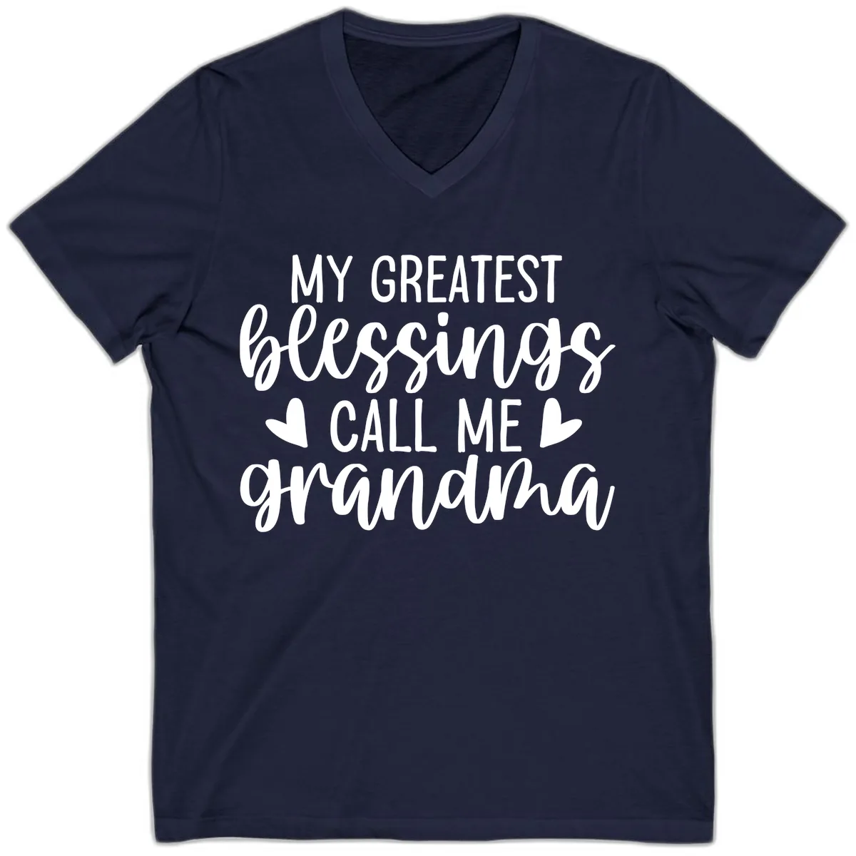 My Greatest Blessings Call Me Grandma V-Neck in Navy