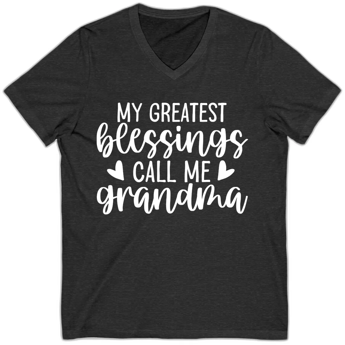 My Greatest Blessings Call Me Grandma V-Neck in Dark Grey Heather