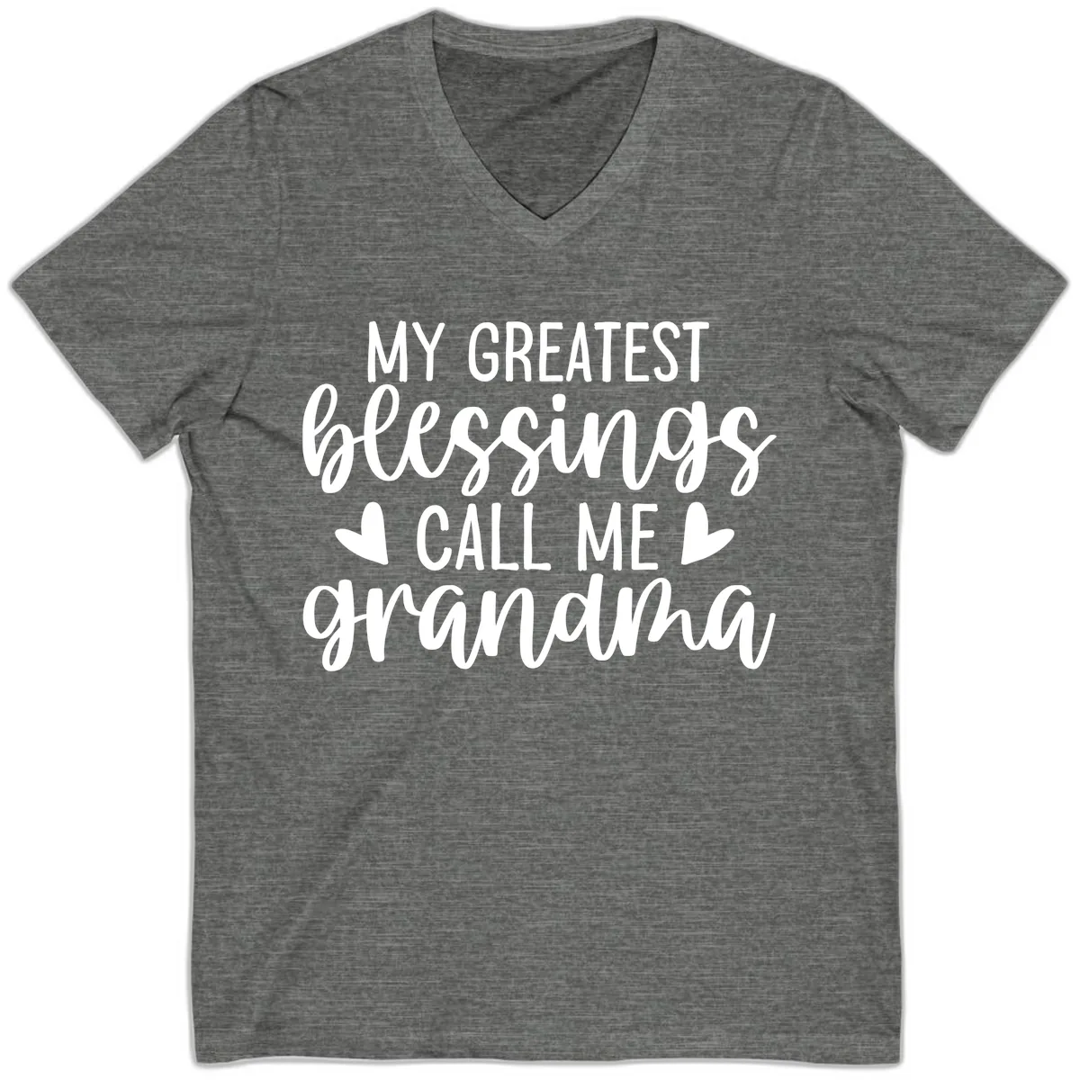 My Greatest Blessings Call Me Grandma V-Neck in Deep Heather