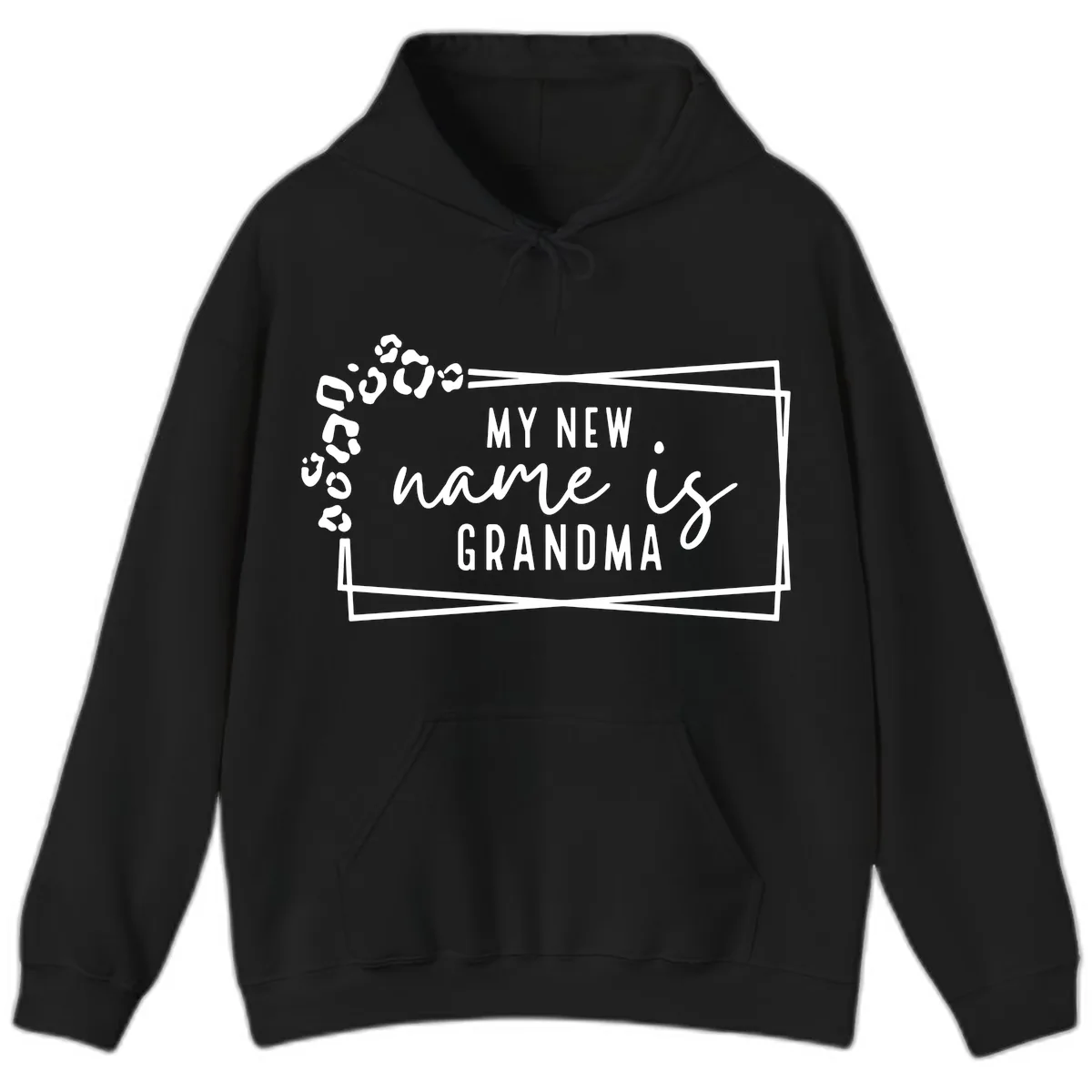 My New Name Is Grandma Leopard Hoodie in Black