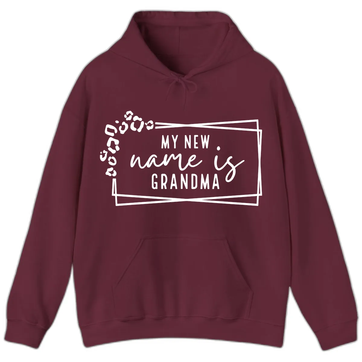 My New Name Is Grandma Leopard Hoodie in Maroon