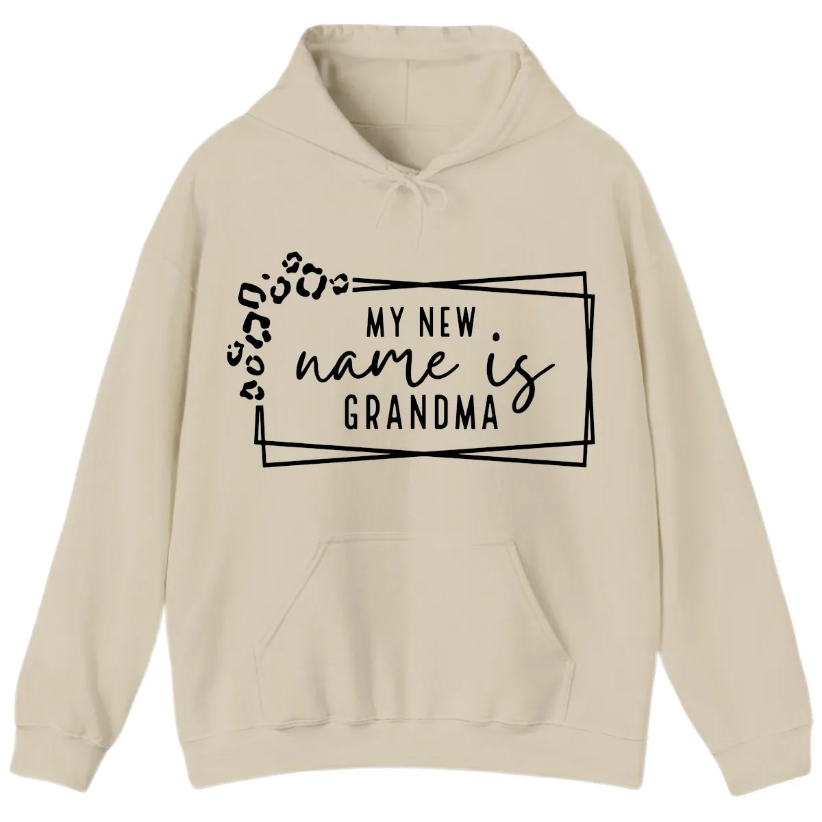 My New Name Is Grandma Leopard Hoodie in Sand