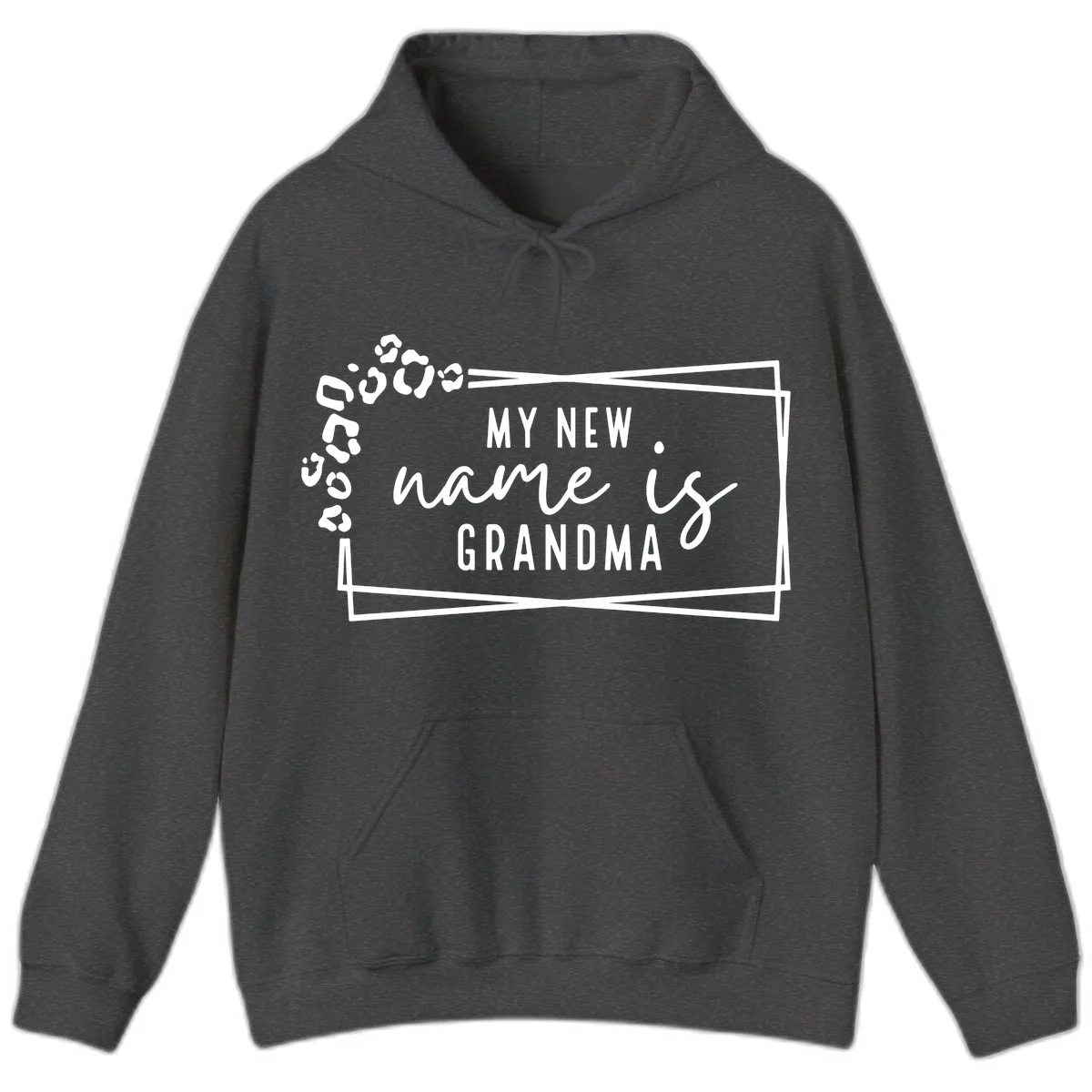 My New Name Is Grandma Leopard Hoodie in Dark Heather