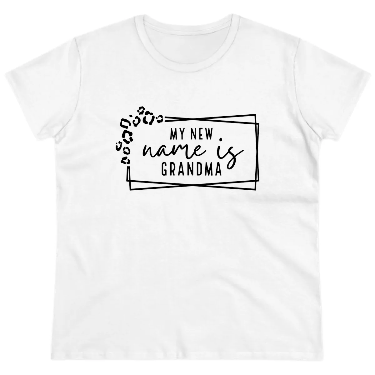 My New Name Is Grandma Leopard Ladies Tee in White