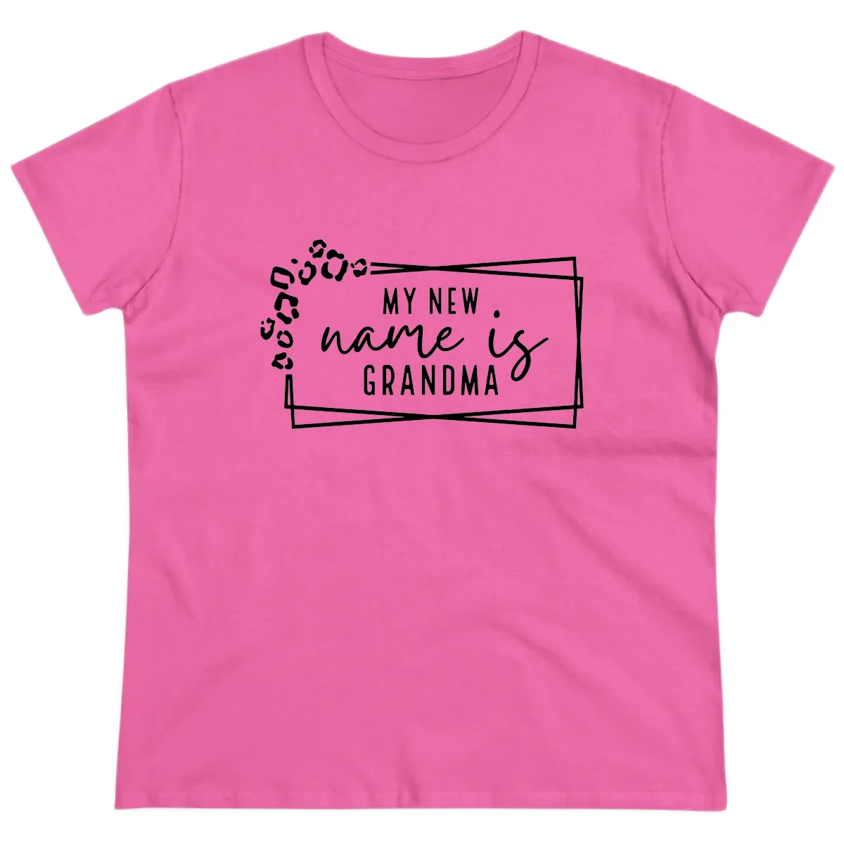 My New Name Is Grandma Leopard Ladies Tee in Azalea