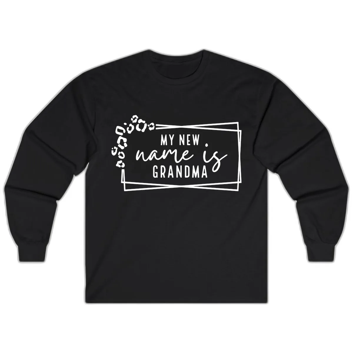 My New Name Is Grandma Leopard Long Sleeve in Black
