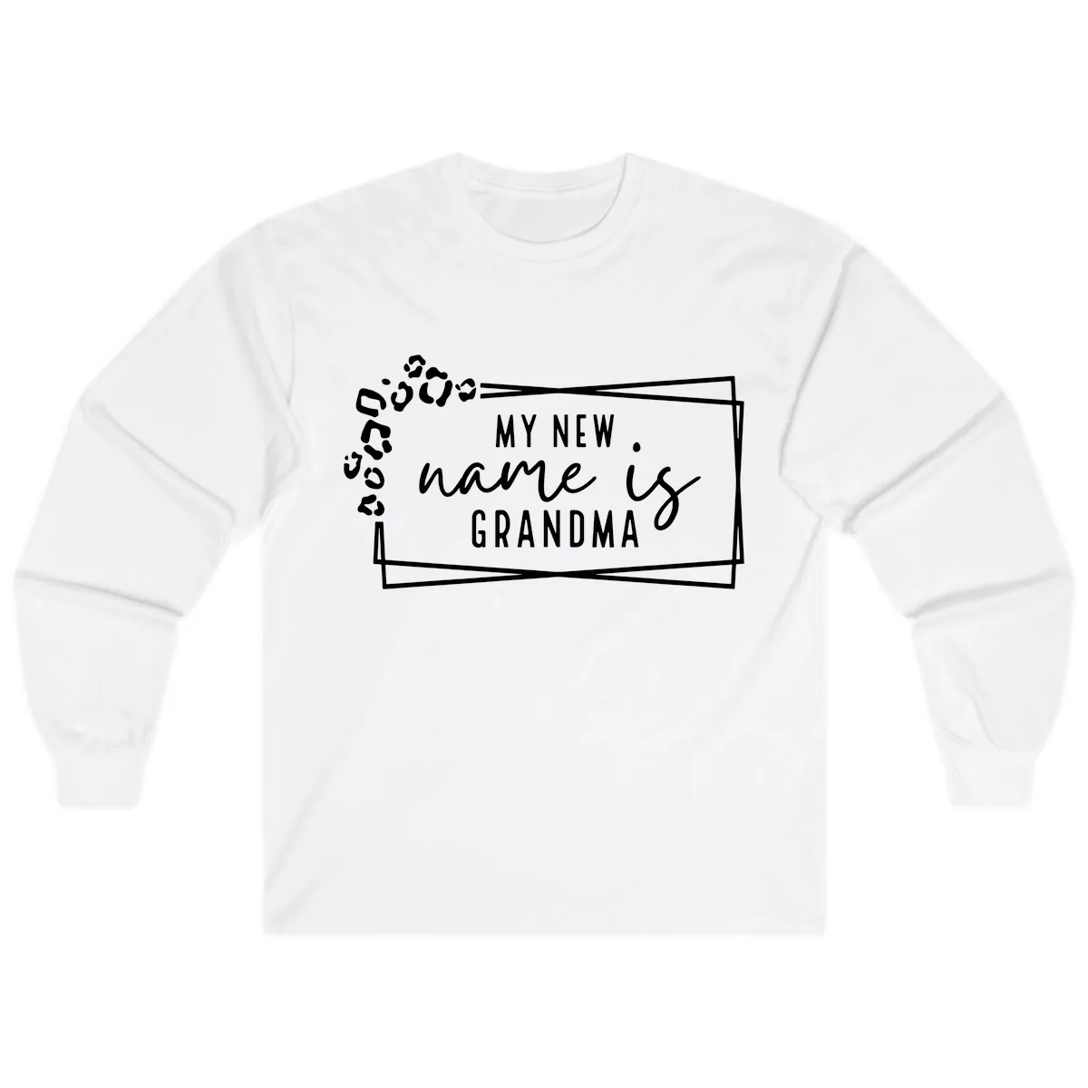 My New Name Is Grandma Leopard Long Sleeve in White