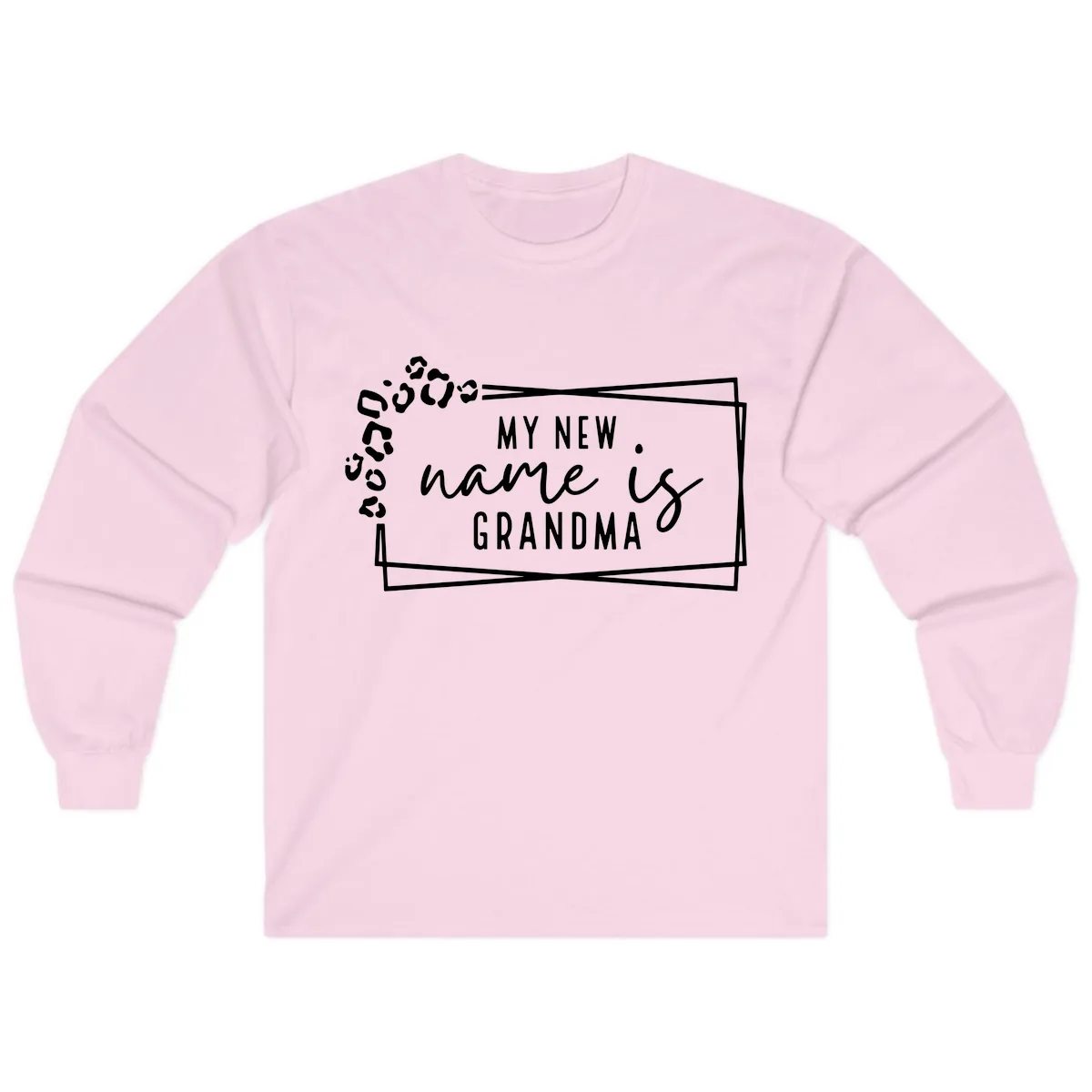 My New Name Is Grandma Leopard Long Sleeve in Light Pink