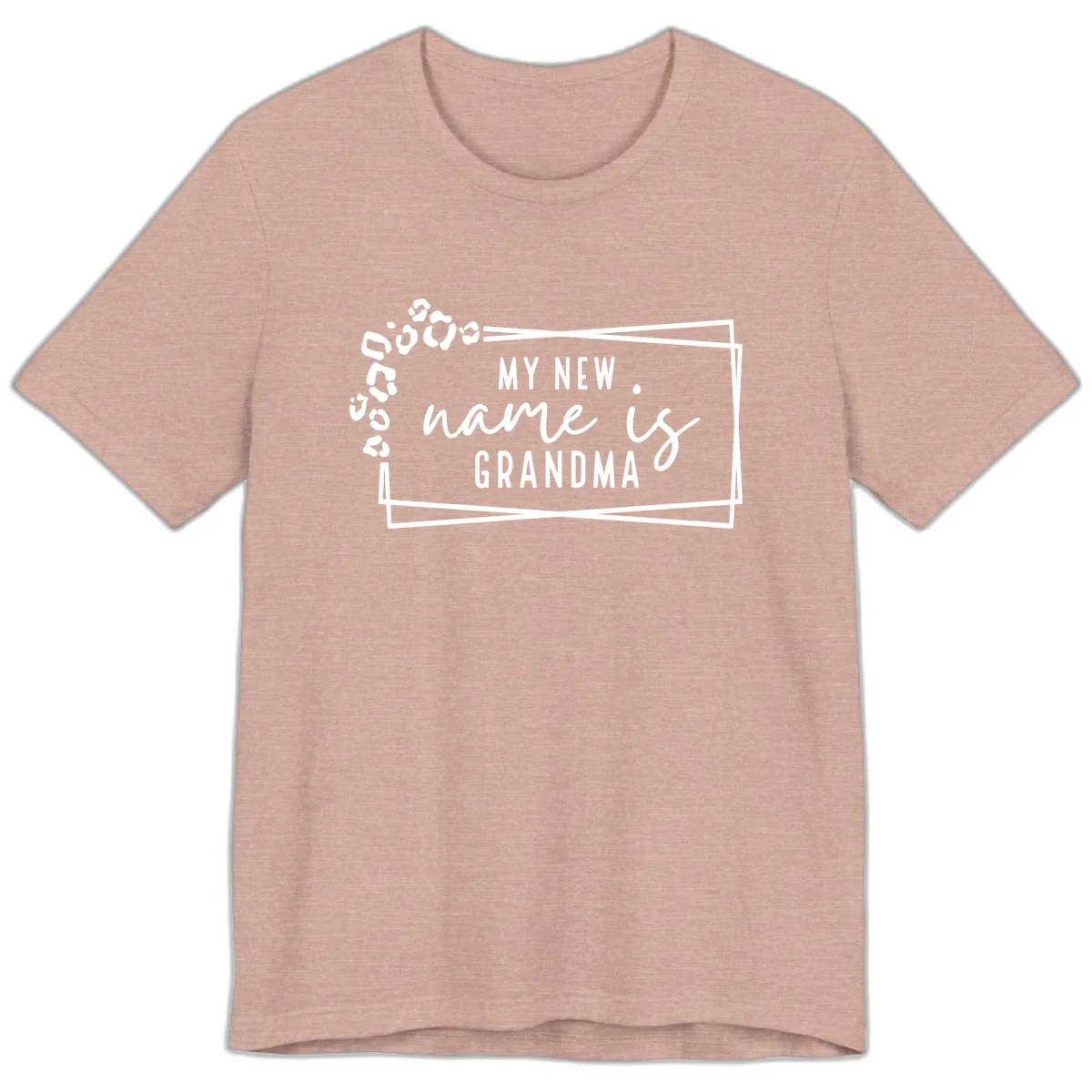 My New Name Is Grandma Leopard Premium T-Shirt in Heather Prism Peach