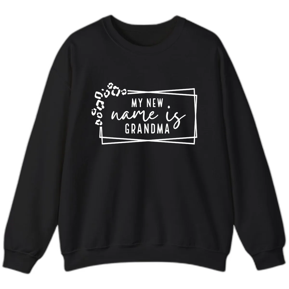 My New Name Is Grandma Leopard Sweatshirt in Black