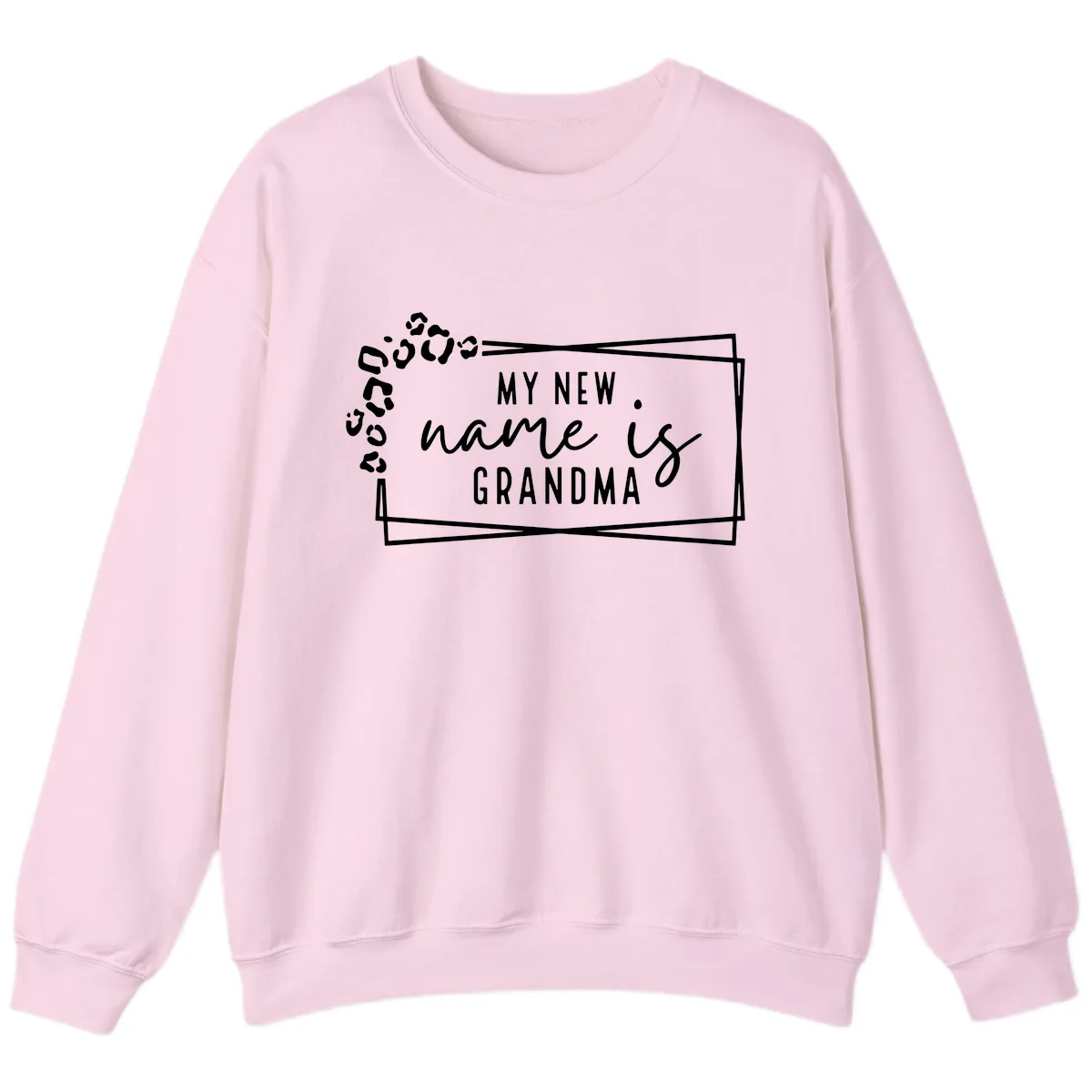 My New Name Is Grandma Leopard Sweatshirt in Light Pink