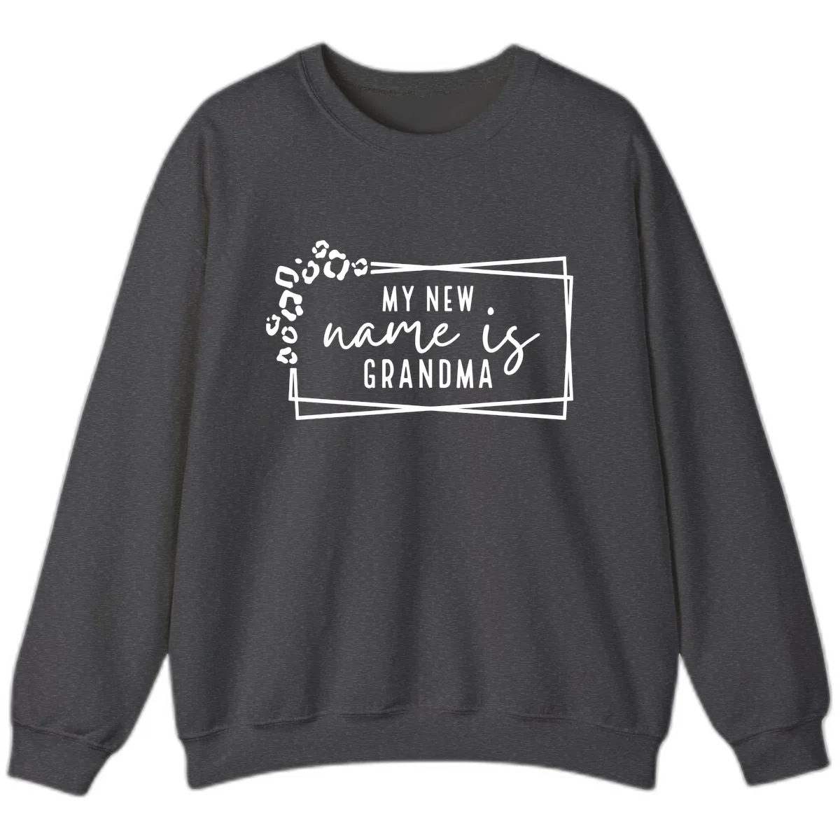My New Name Is Grandma Leopard Sweatshirt in Dark Heather