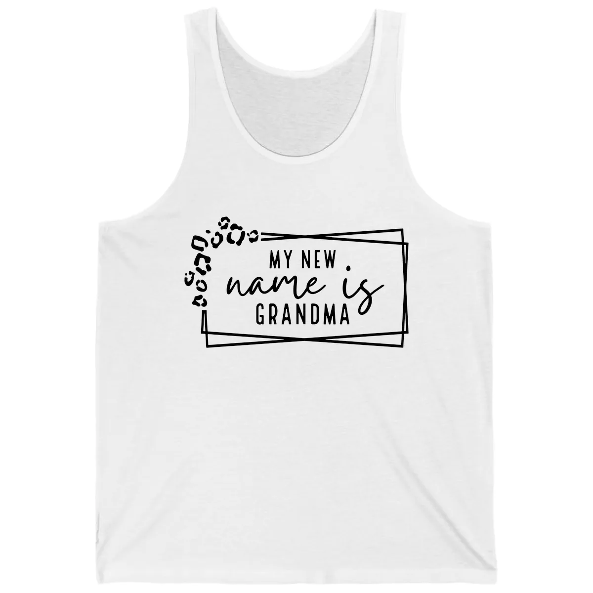 My New Name Is Grandma Leopard Tank in White