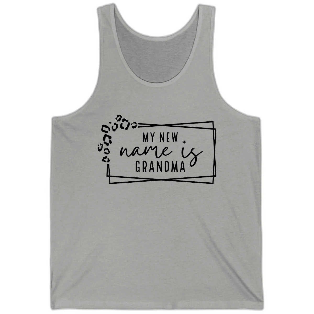 My New Name Is Grandma Leopard Tank in Athletic Heather