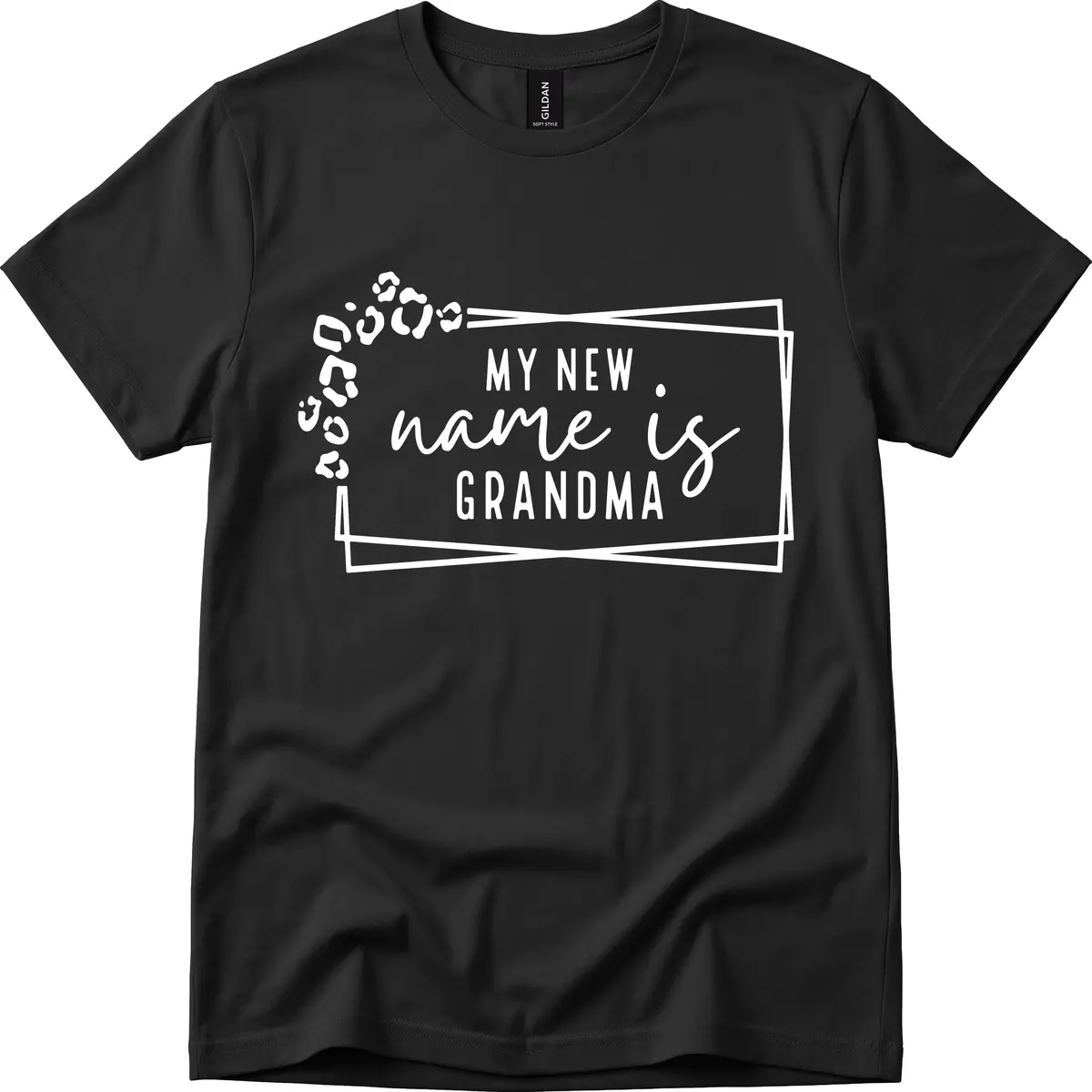 My New Name Is Grandma Leopard T-Shirt in Black