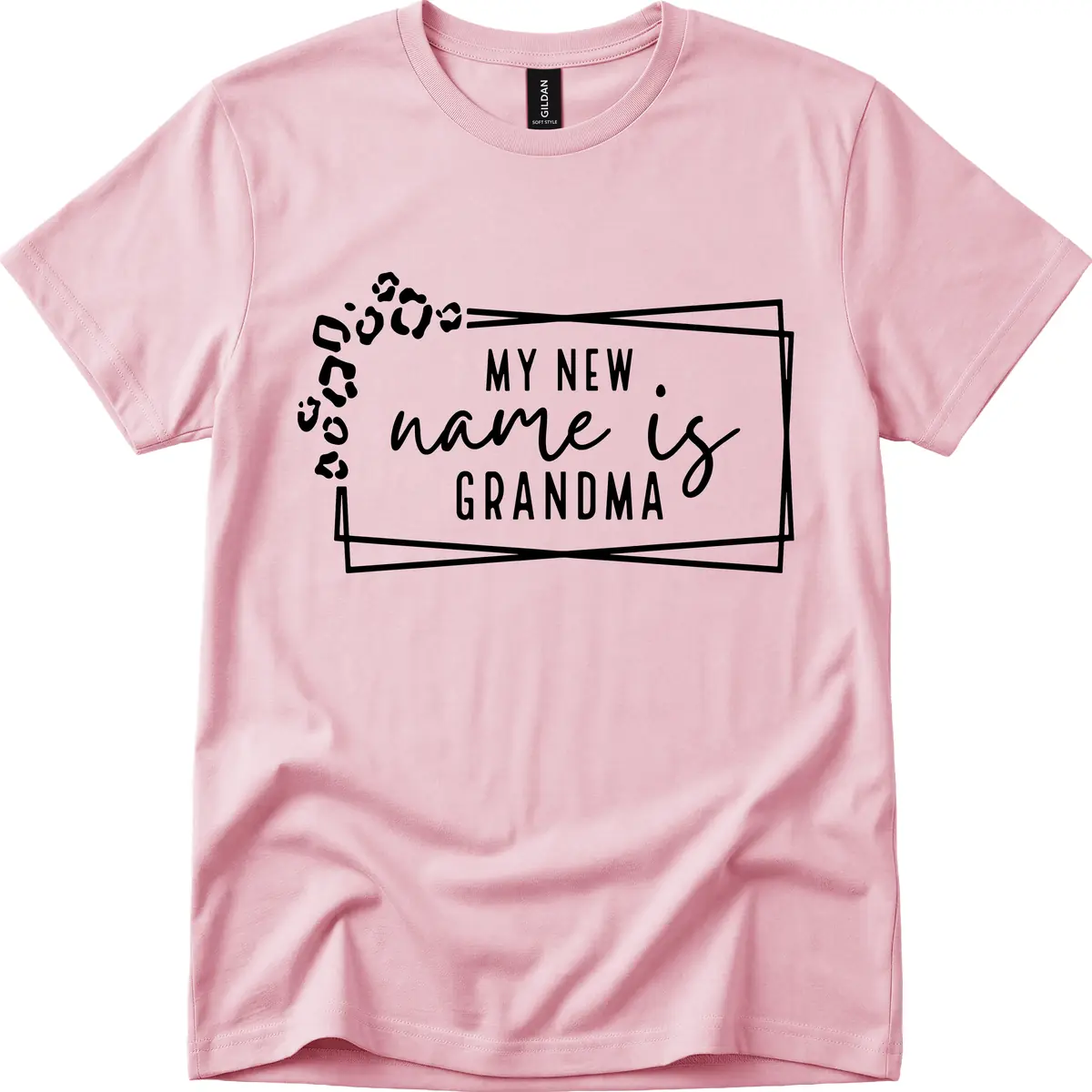 My New Name Is Grandma Leopard T-Shirt in Light Pink