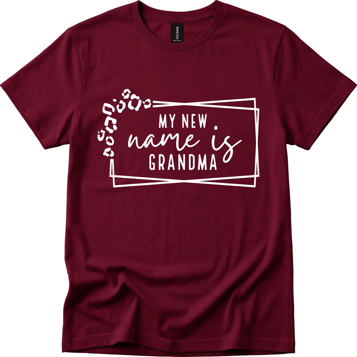 My New Name Is Grandma Leopard T-Shirt in Maroon