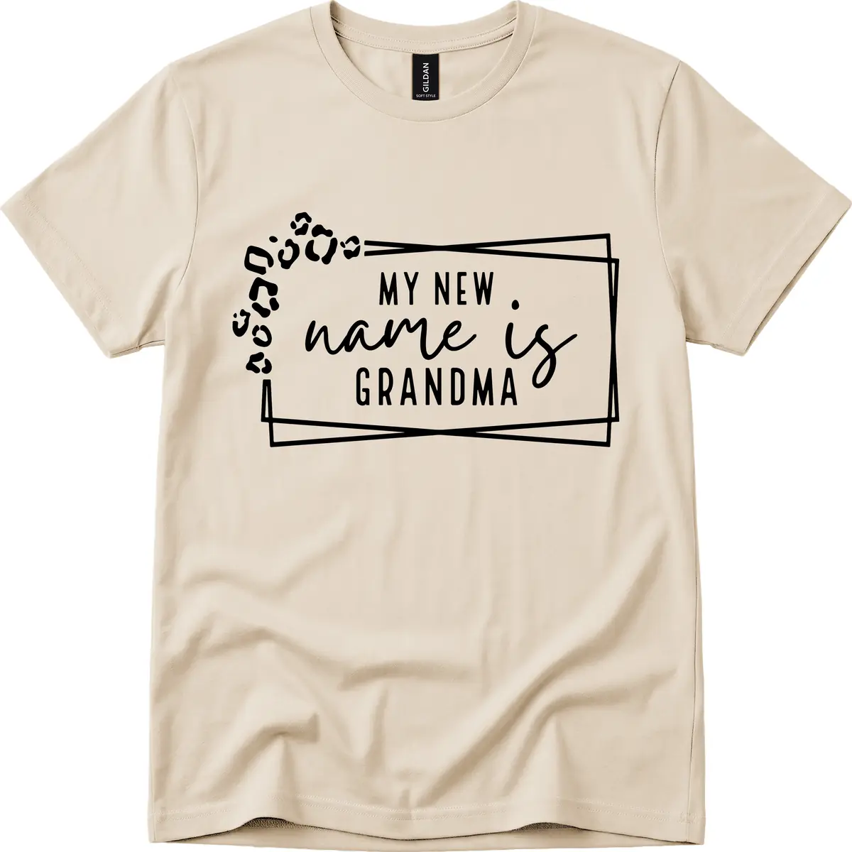 My New Name Is Grandma Leopard T-Shirt in Sand