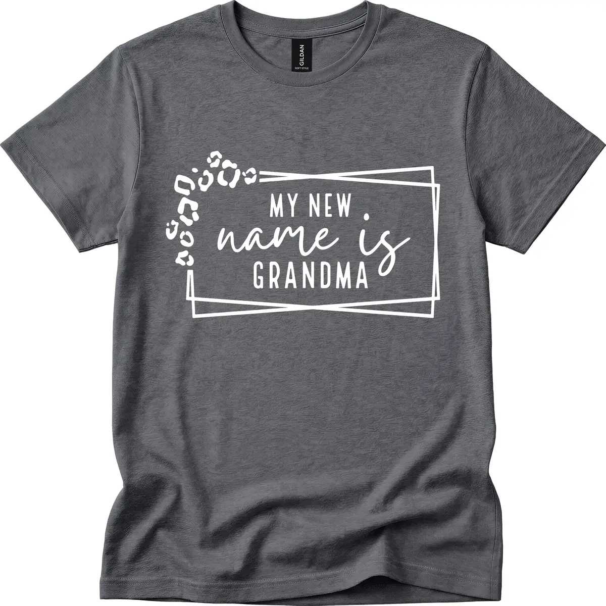 My New Name Is Grandma Leopard T-Shirt in Dark Heather