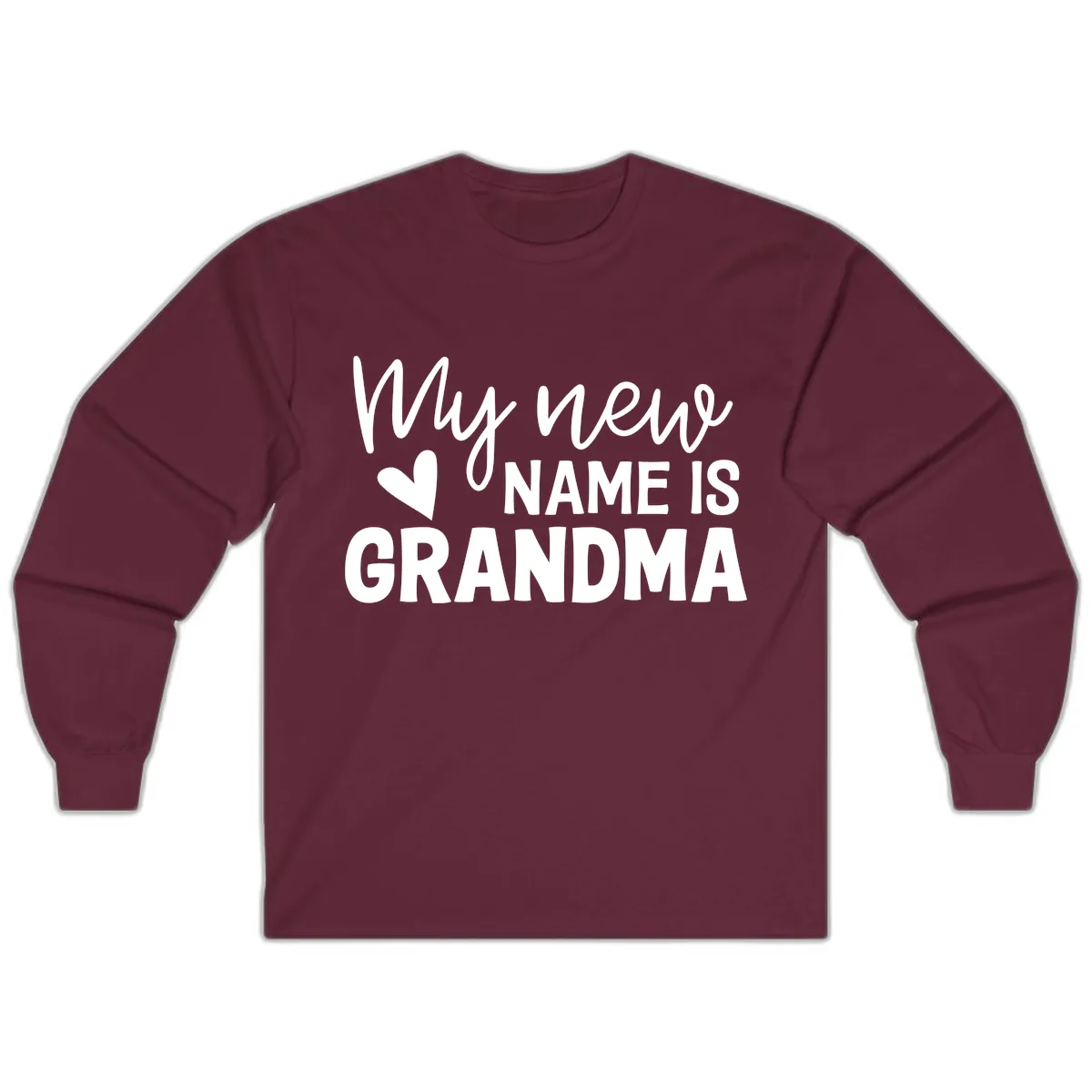 My New Name Is Grandma Shirt Long Sleeve in Maroon