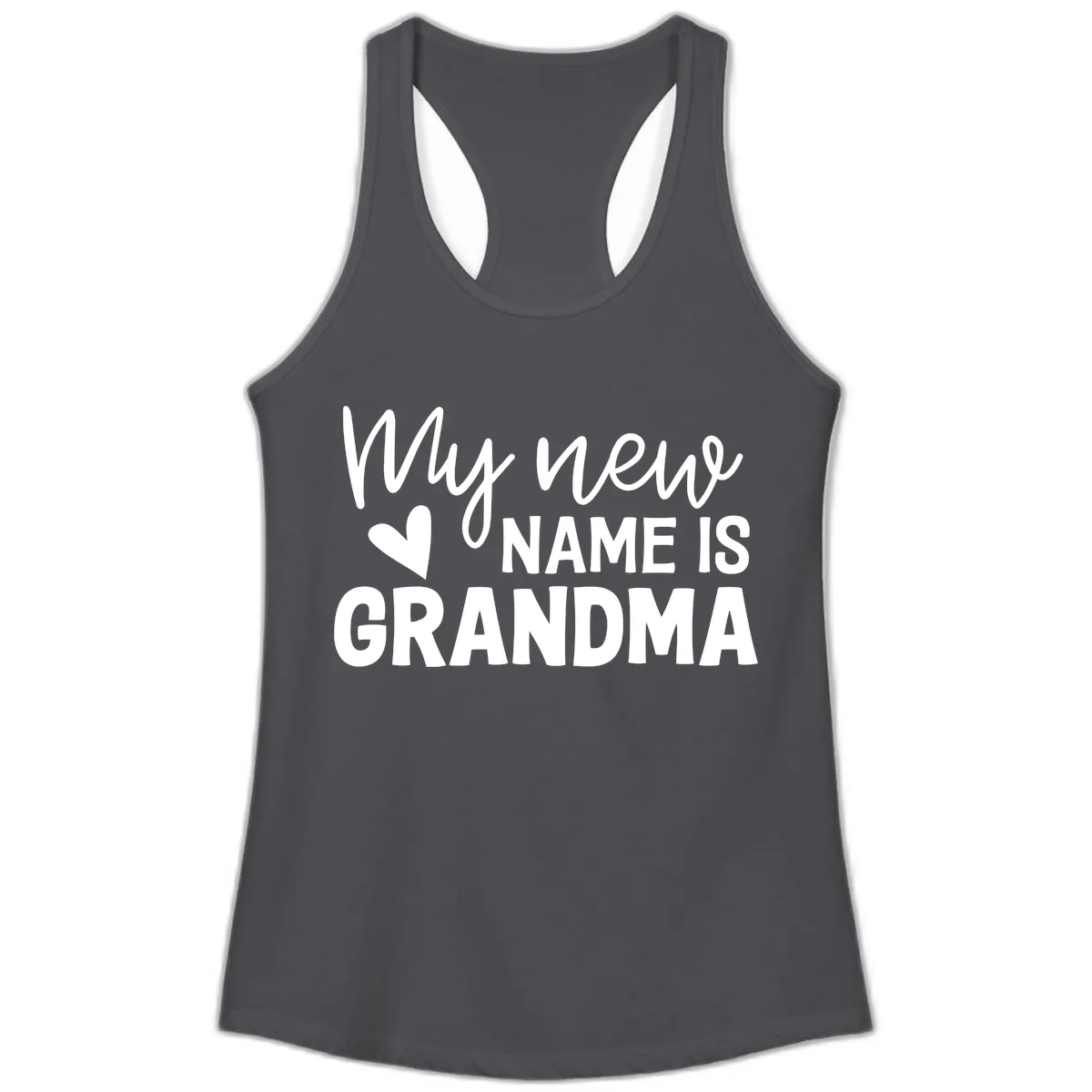 My New Name Is Grandma Shirt Ladies Tank in Solid Dark Gray