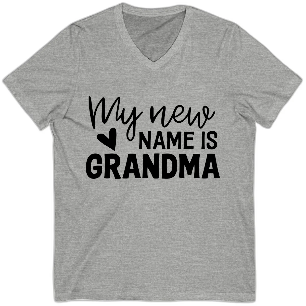 My New Name Is Grandma Shirt V-Neck in Athletic Heather