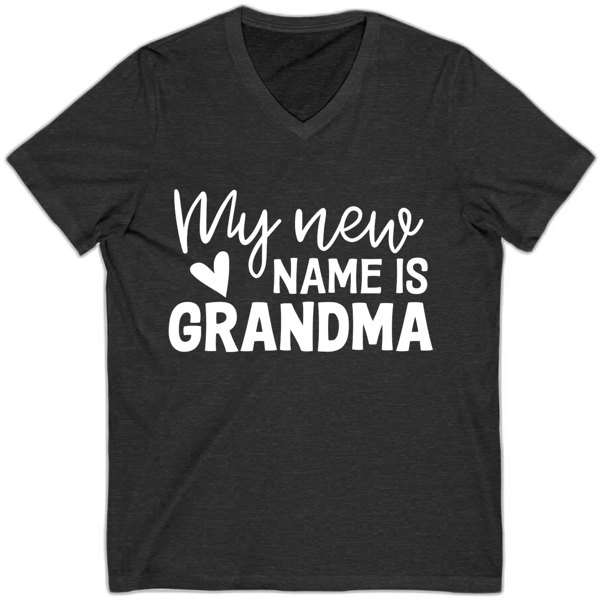 My New Name Is Grandma Shirt V-Neck in Dark Grey Heather