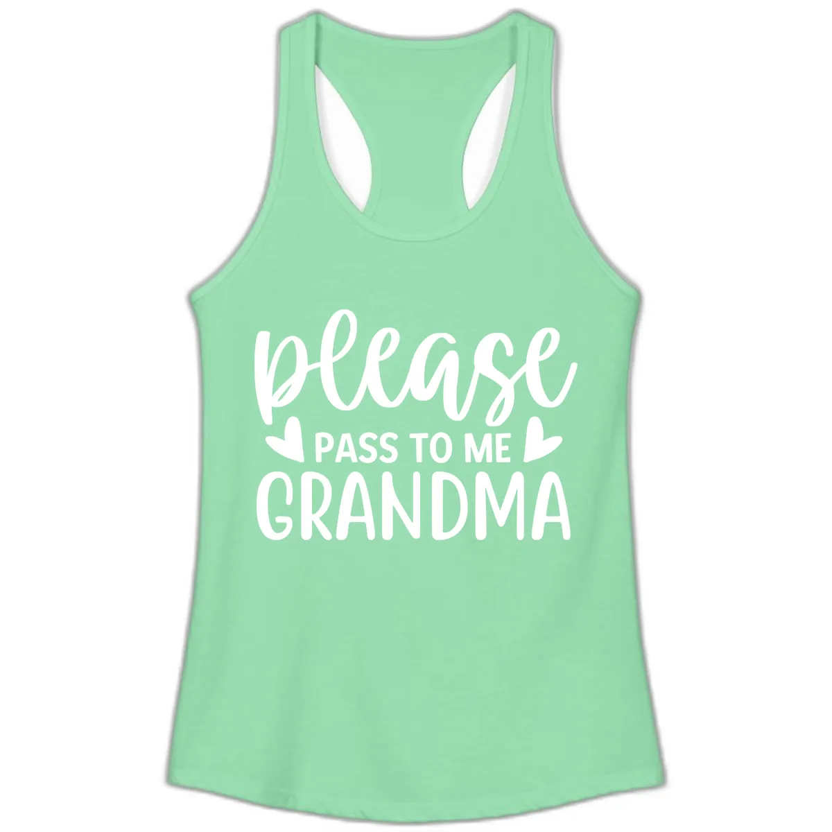 Please Pass To Me Grandma Ladies Tank in Solid Mint