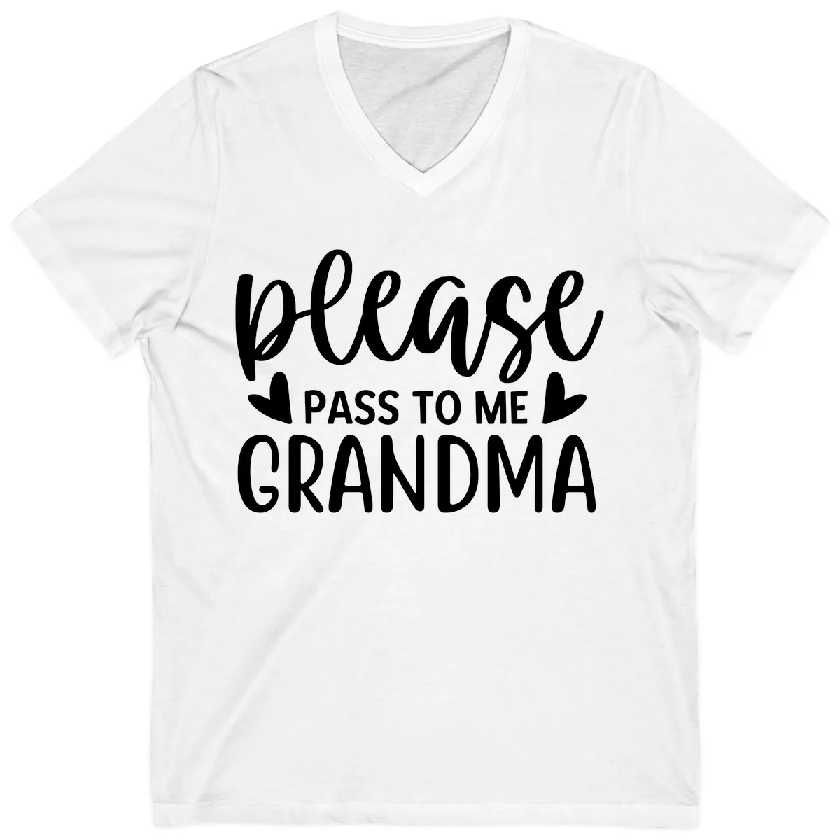 Please Pass To Me Grandma V-Neck in White