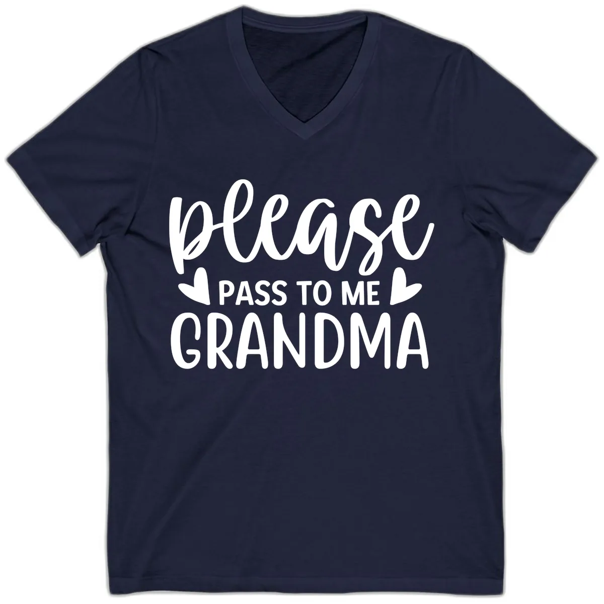 Please Pass To Me Grandma V-Neck in Navy