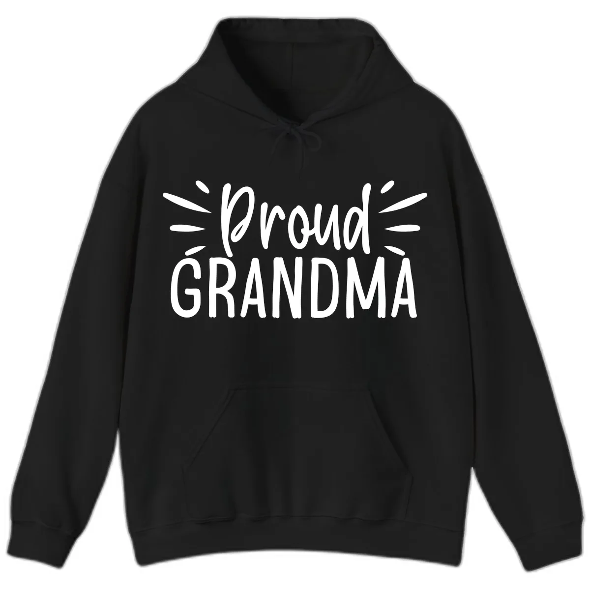 Proud Grandma Typography Design Hoodie in Black