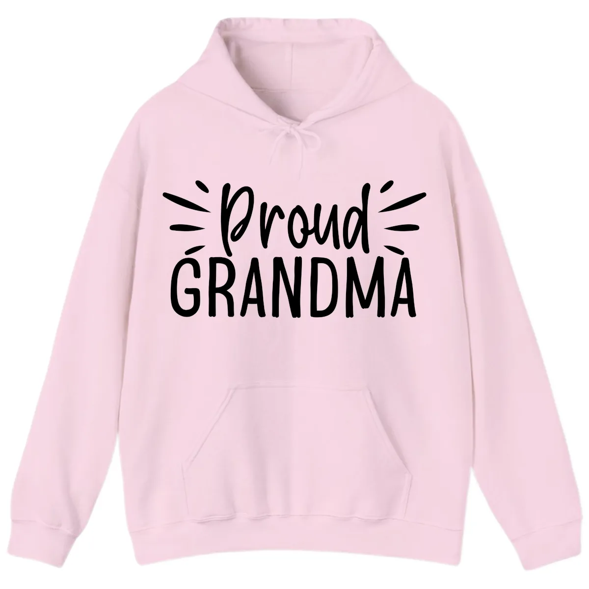 Proud Grandma Typography Design Hoodie in Light Pink