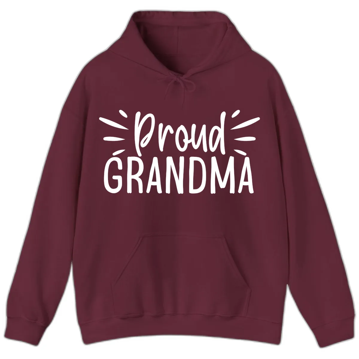Proud Grandma Typography Design Hoodie in Maroon