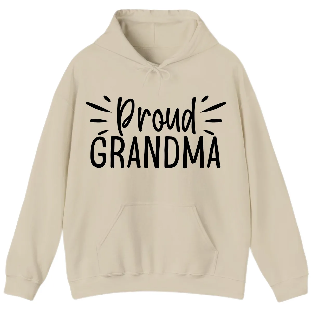 Proud Grandma Typography Design Hoodie in Sand