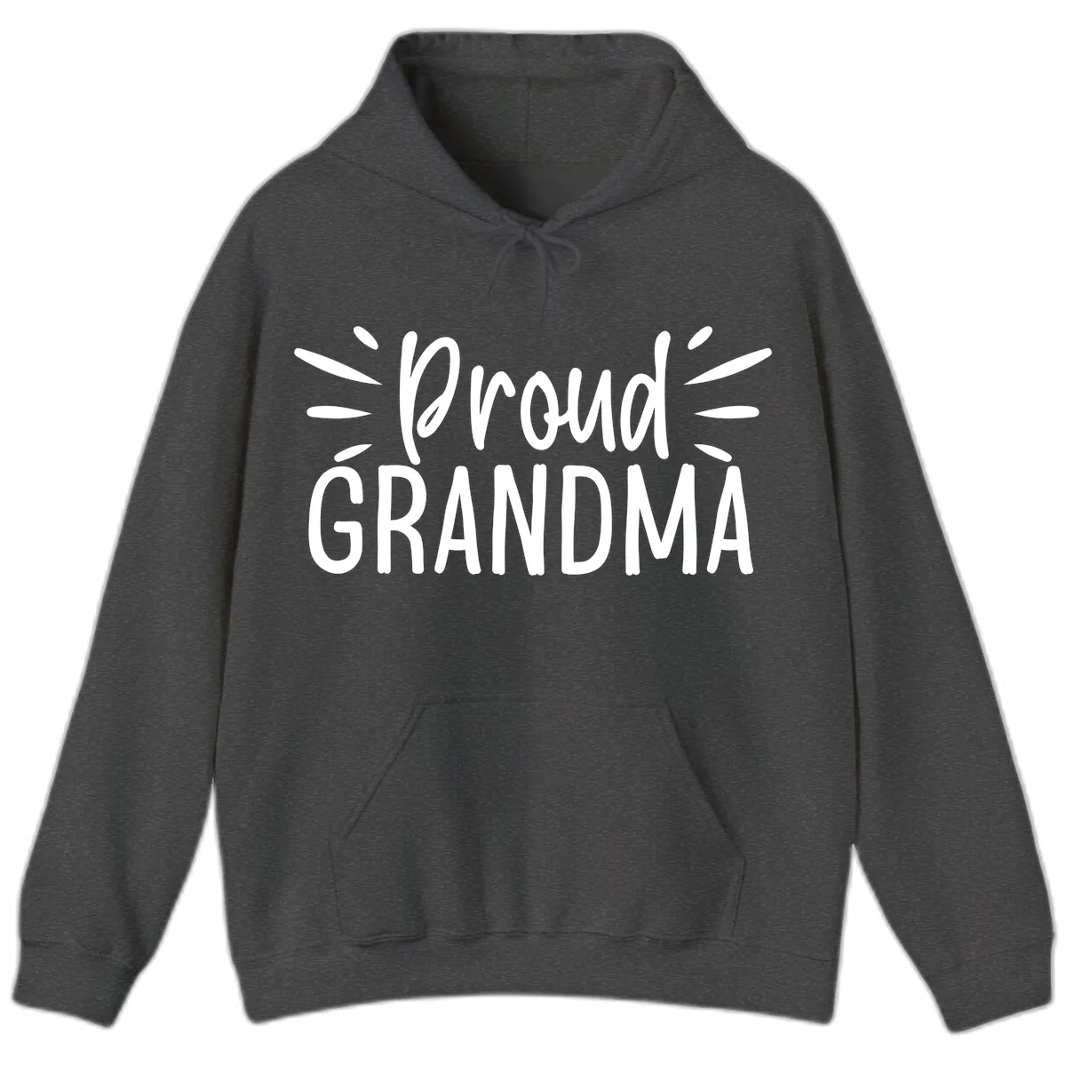 Proud Grandma Typography Design Hoodie in Dark Heather