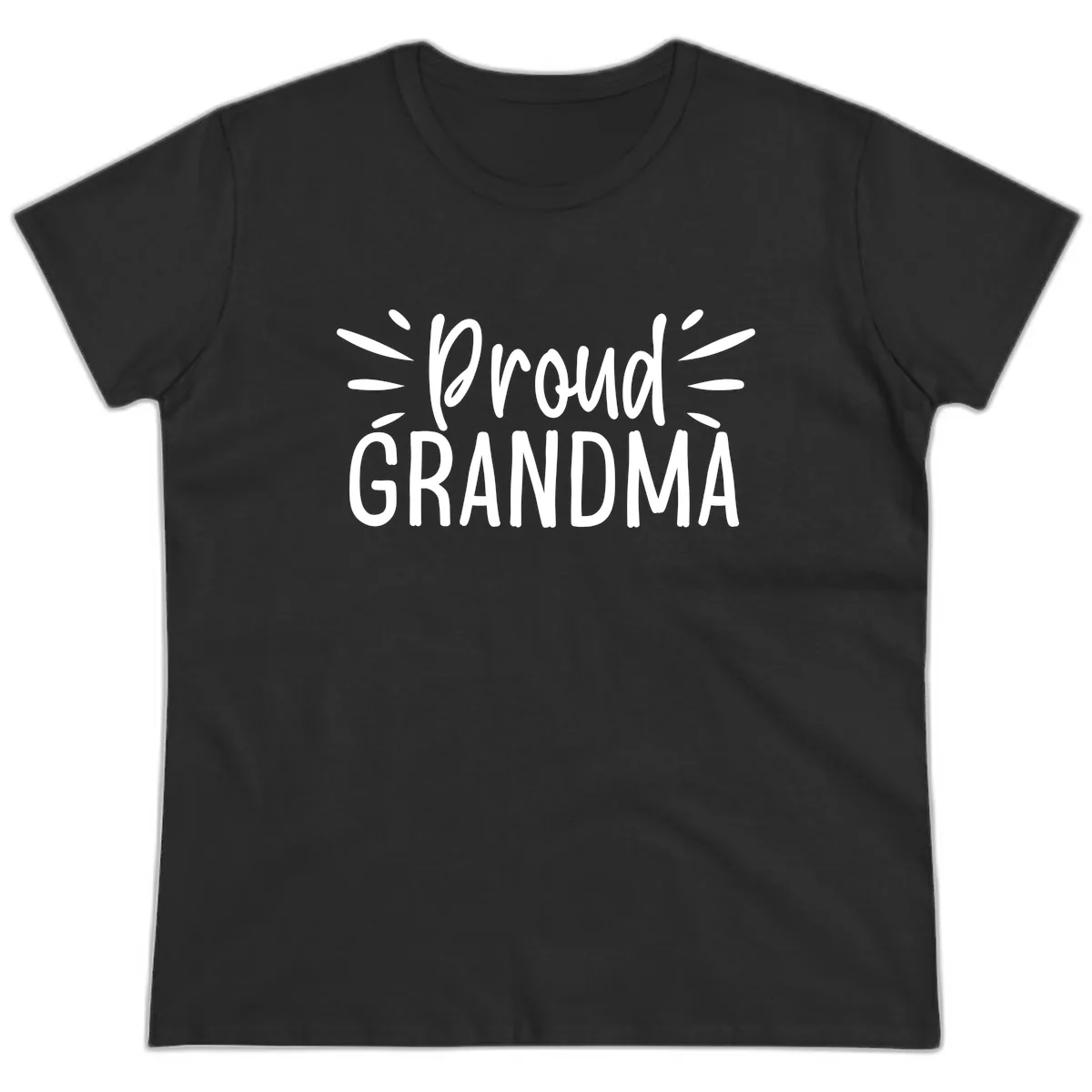 Proud Grandma Typography Design Ladies Tee in Black