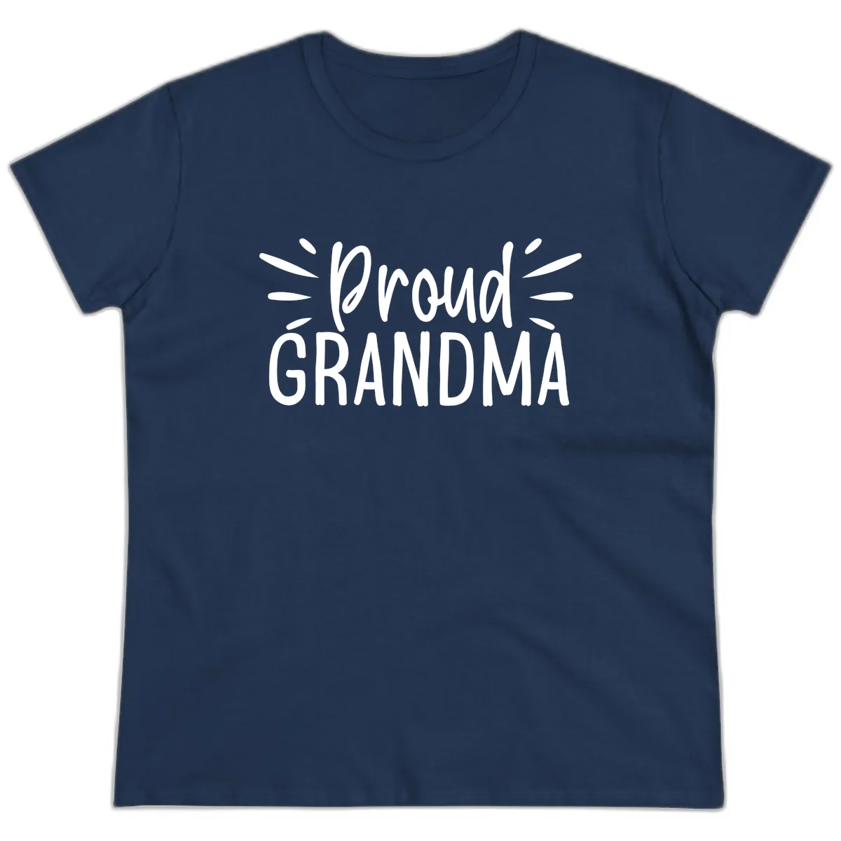 Proud Grandma Typography Design Ladies Tee in Navy