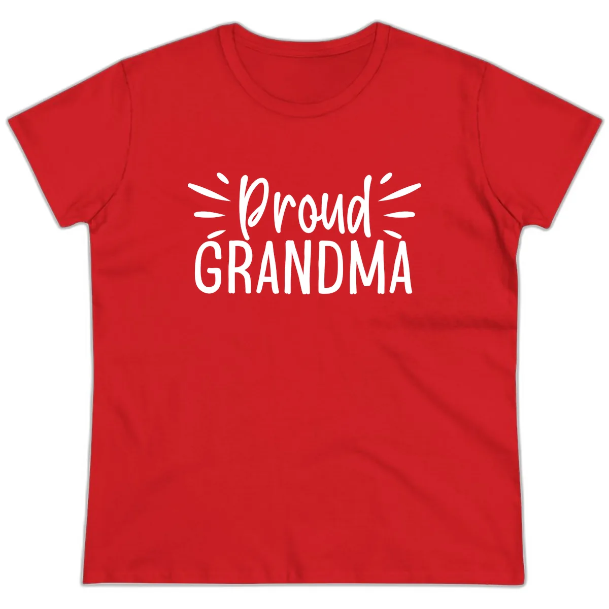 Proud Grandma Typography Design Ladies Tee in Red