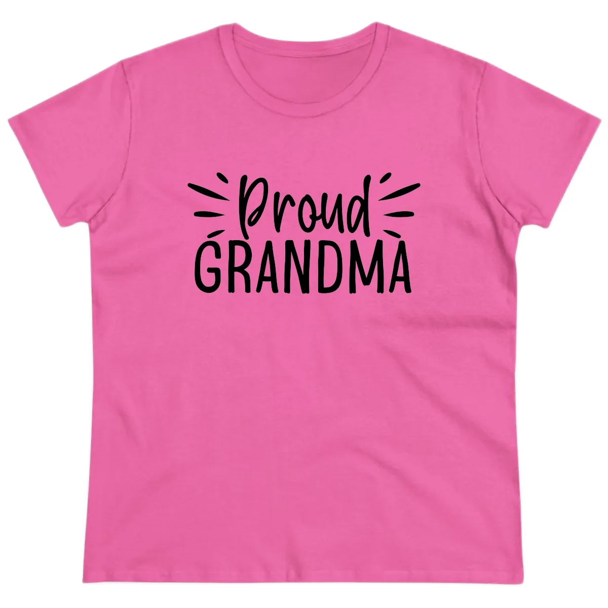 Proud Grandma Typography Design Ladies Tee in Azalea