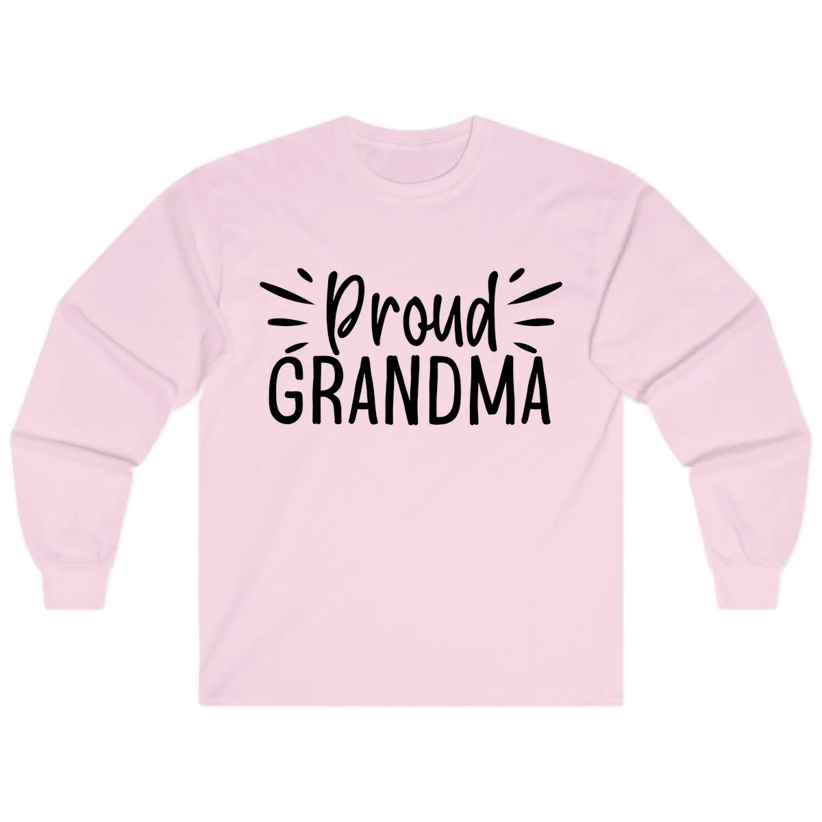 Proud Grandma Typography Design Long Sleeve in Light Pink